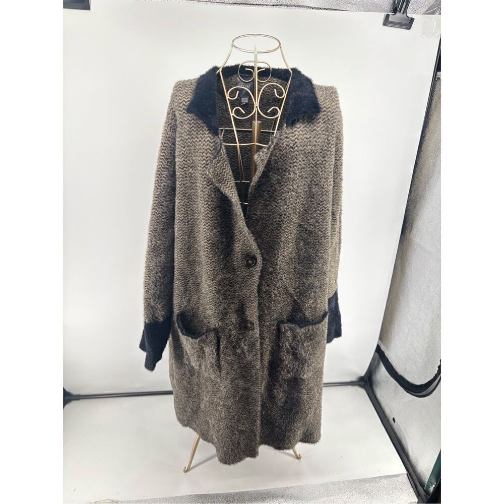 Lysse Cabin Faux Mink Long Coat Chevron Women’s Size Large/Extra large Pockets